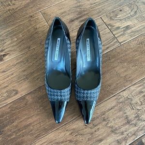Manolo Blahnik Cap Toe Woven Heels NWOT